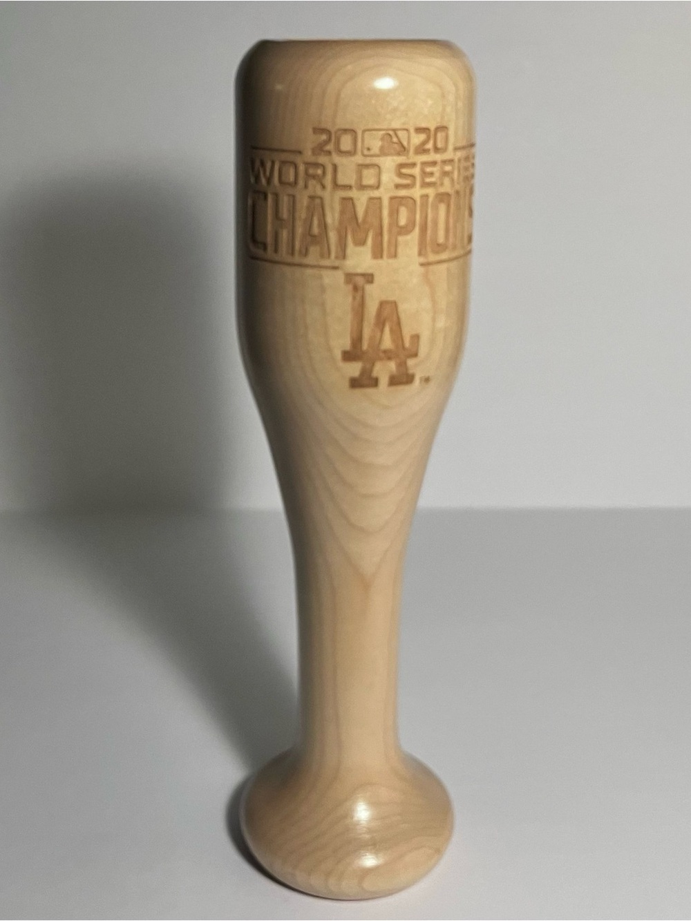 BASEBALL BAT Wine Glass / DODGERS 2020 World Series Win / SOLID BIRCH, 10 Inches